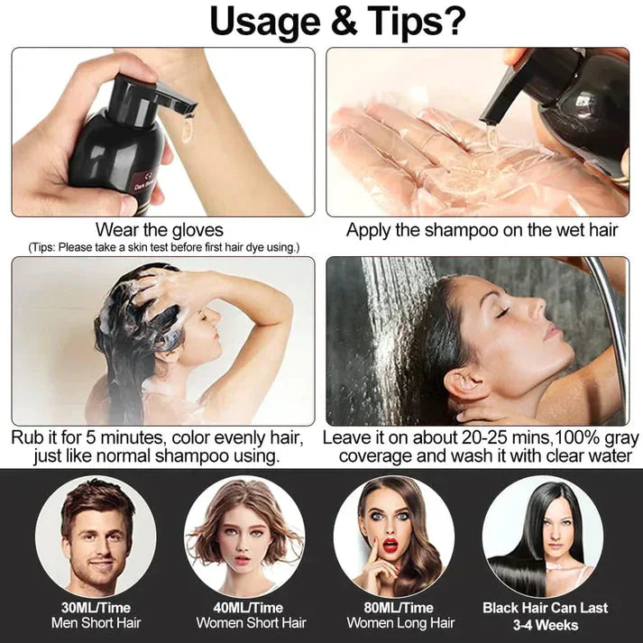 3-IN-1 BLACK HAIR DYE SHAMPOO (AYURVEDIC NO SIDE EFFECT) - Buy 1 Get 1 Free 🔥