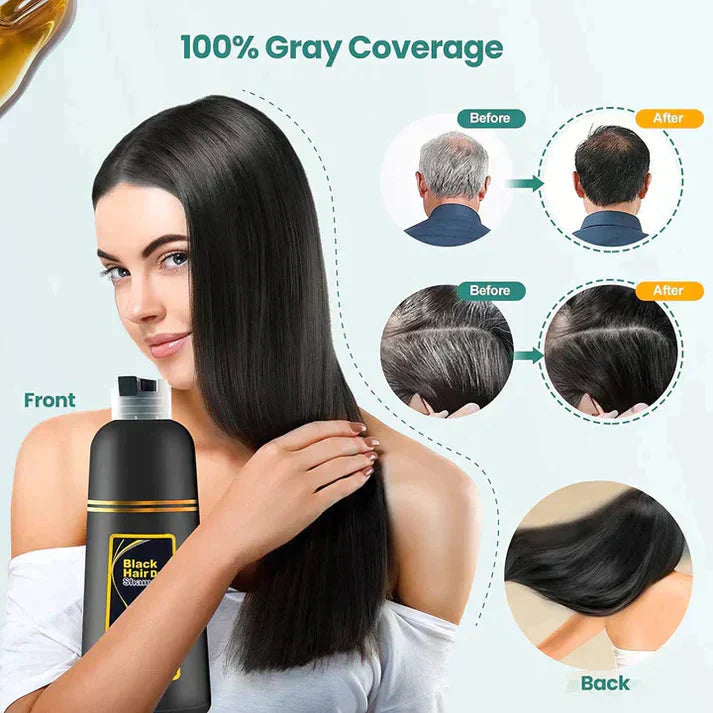 3-IN-1 BLACK HAIR DYE SHAMPOO (AYURVEDIC NO SIDE EFFECT) - Buy 1 Get 1 Free 🔥
